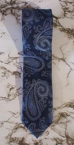 MEN'S ANTHONY SQUIRES ITALY, WOVEN, TWO TONE BLUE PAISLEY HANDMADE SILK TIE - Picture 4 of 7