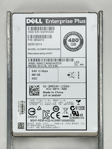 96 Stück Dell Compellent 99% 480GB SAS 12Gbps RI 2.5 SFF MLC SSD 12G Tray SAS3