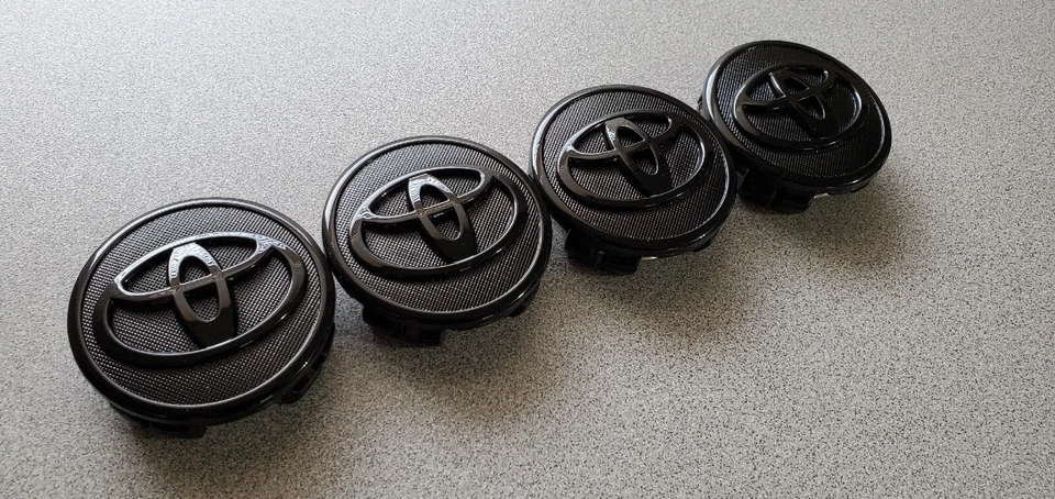 4x TOYOTA WHEEL RIM RIMS CENTER HUB CAP CAPS GLOSS BLACK LOGO 57MM PRIUS COROLLA - Image 4 of 4