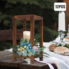 12 Pack Solid Wood Candle Holders Wedding Lantern Centerpiece Table Decoration