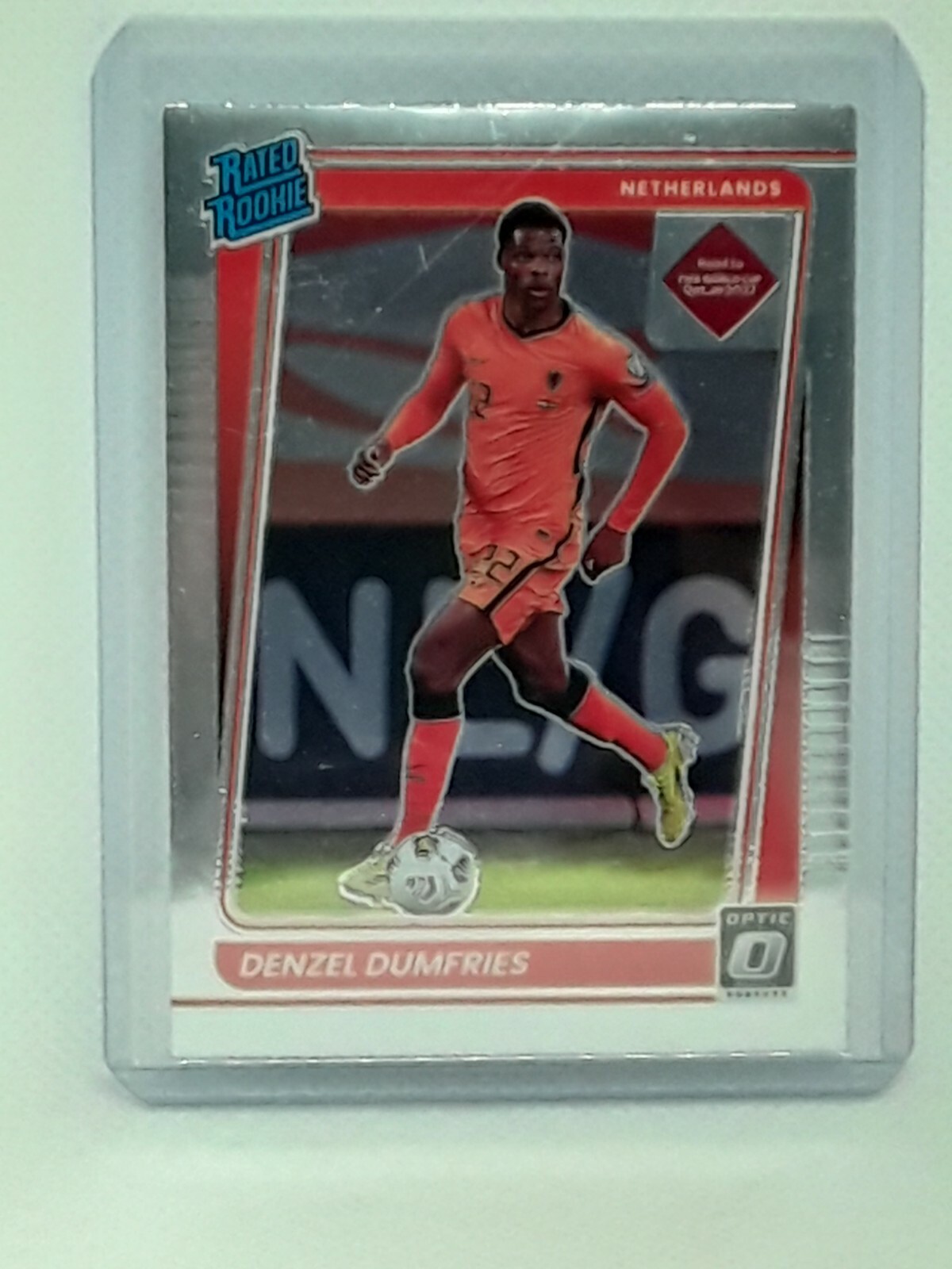 Denzel Dumfries 2021-22 Donruss Optic Road 2 Qatar Rated Rookie #178 Netherlands
