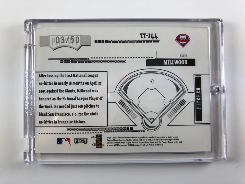 2005 年季后赛贸易工具 Kevin Millwood-#'d 03/50-Phillies, Braves — 第 2/2 张图片