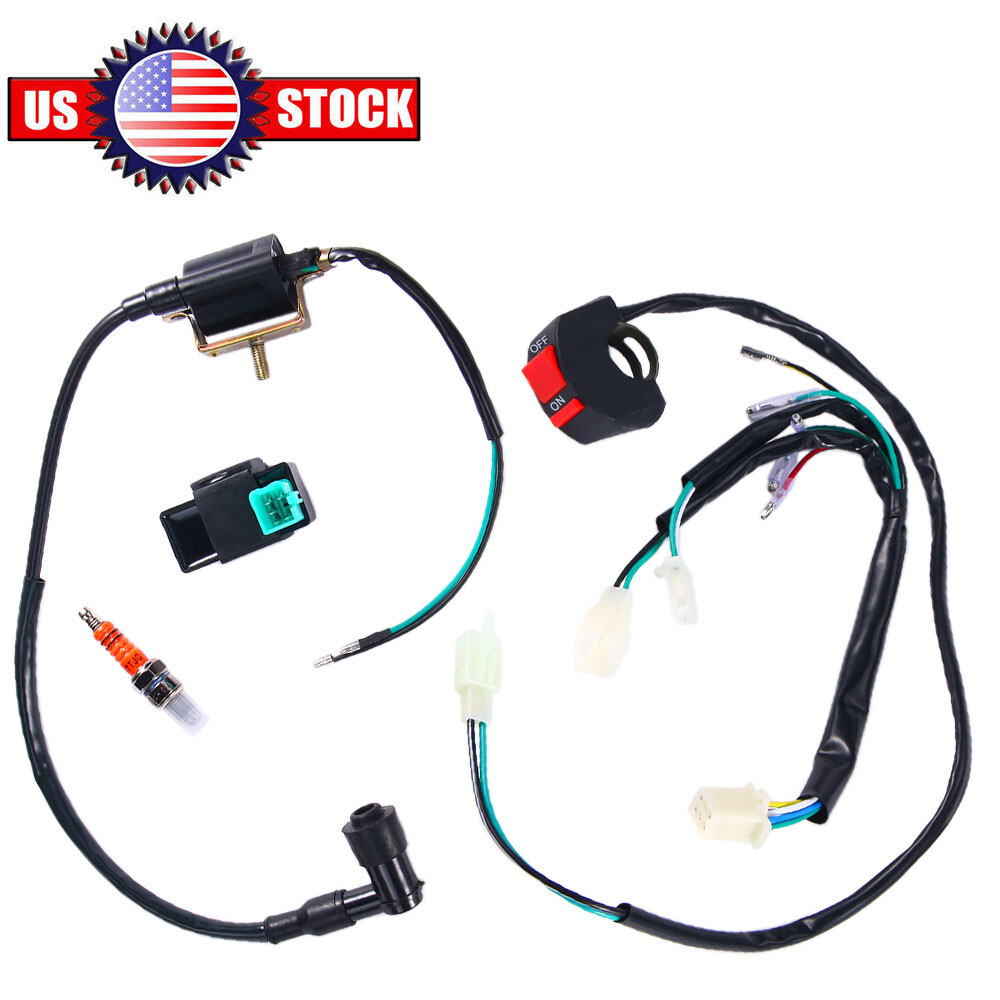 Kill Switch Wiring Loom Harness Ignition Coil CDI Spark Plug Fits Pit