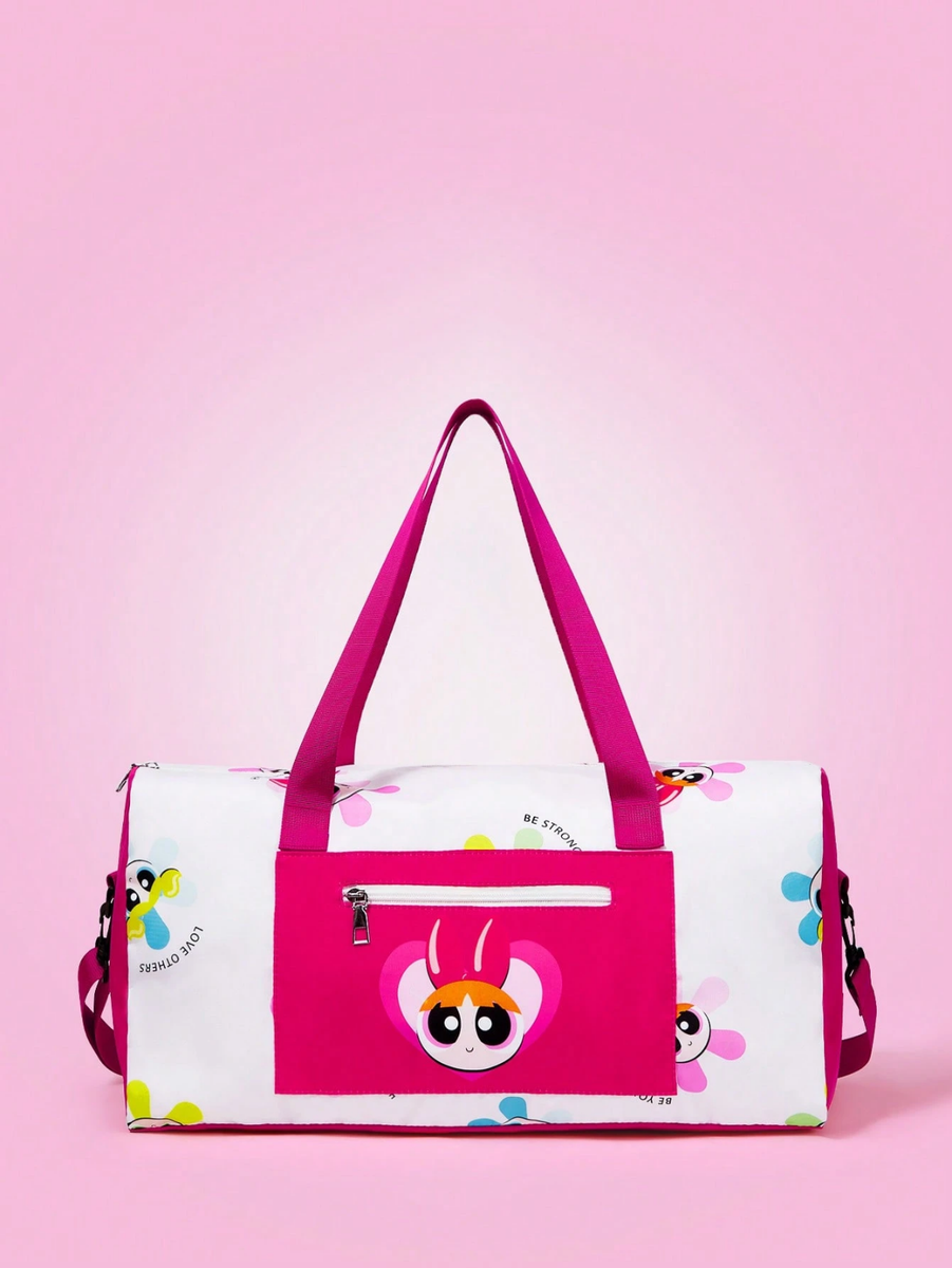 Powerpuff Girls Cute Pink Gym Travel Tote Shoulder Duffle Bag
