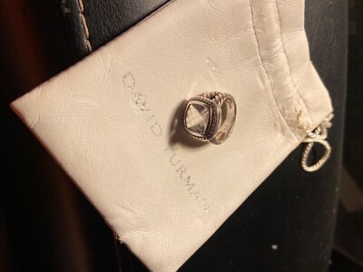 David Yurman albion Size Light Green Amethyst surrounded with  diamonds