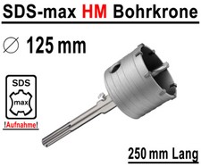 SDS-max HM Bohrkrone Ø 125mm x 250mm Dosenbohrer Kernbohrer Hartmetall Lochsäge
