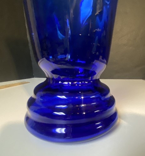 Vintage Hand Blown Cobalt Blue Art Glass Vase OPTIC SWIRL MCM Art Deco Bang - Picture 3 of 8