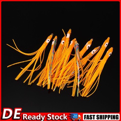 10x Squid Skirts Soft Lure Octopus Artificial Bait Pesca for Tuna (Orange) DE