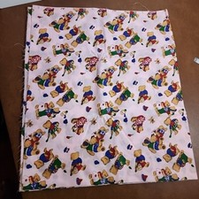 Vintage Cotton Fabric - Pink with Playing Teddy Bears