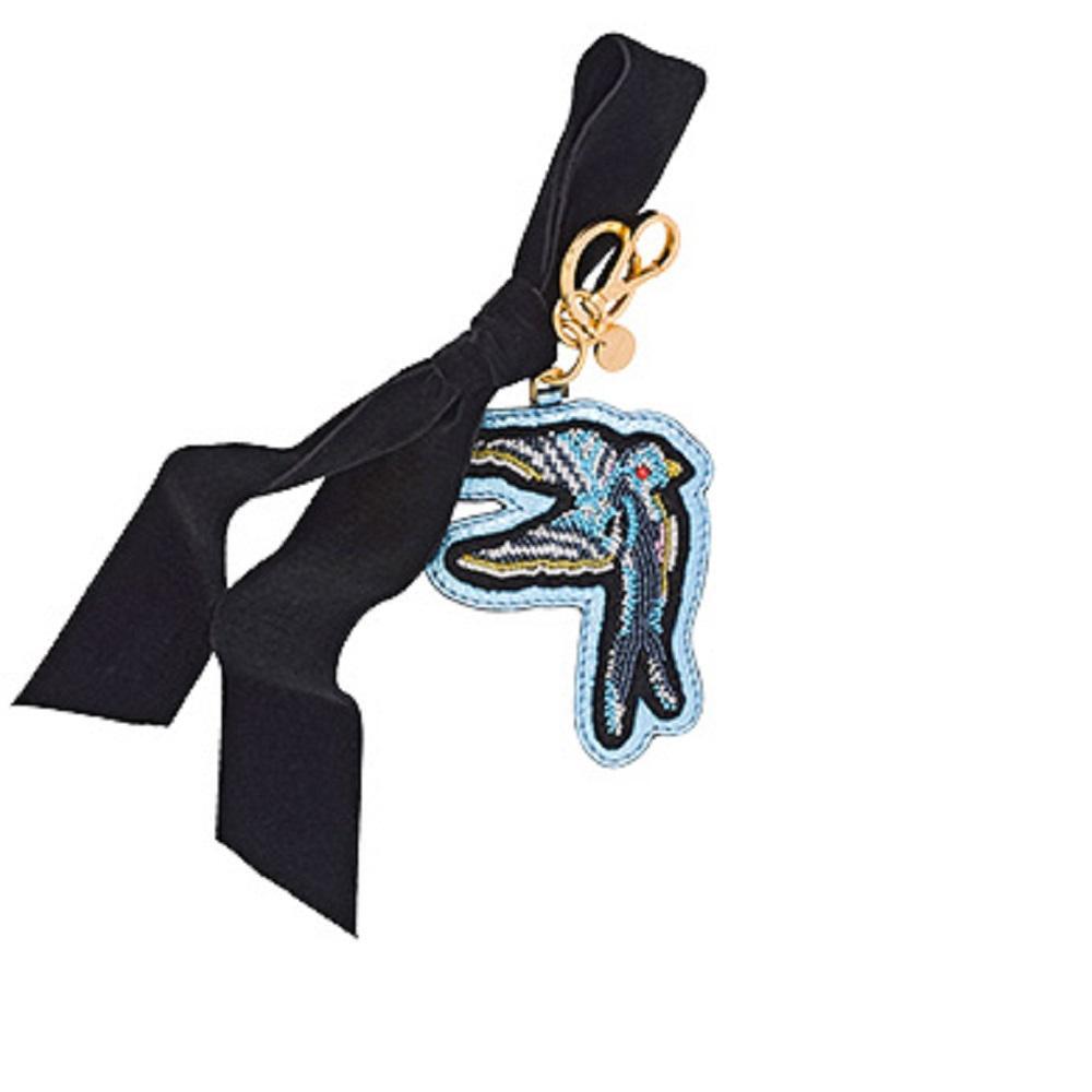 miu miu TRICK MIT - PLEX キーホルダー Miu Miu Trick Plex Blason Beaded Blue Bird Black Velvet Bow