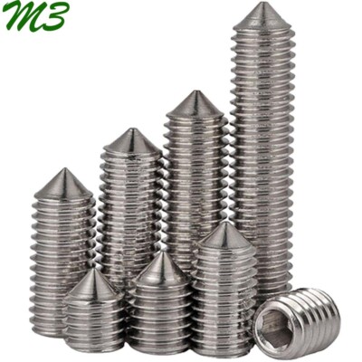 M3 - 0.5 A2 Stainless Steel Grub Screws Hex Socket Set Screws Cone Point DIN 914