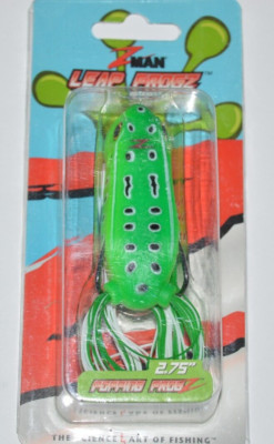 zman bass hollow body frog leap frogz popping  2.75''  topwater green leopard