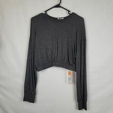 Colsie Womens Dark Gray Dolman Sleeve Cropped Lounge Pullover Sweatshirt Size M