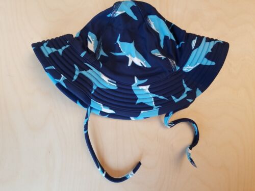 NWOT HANNA ANDERSSON BLUE SHARKS SWIMMY SWIM HAT M 2-6 YRS