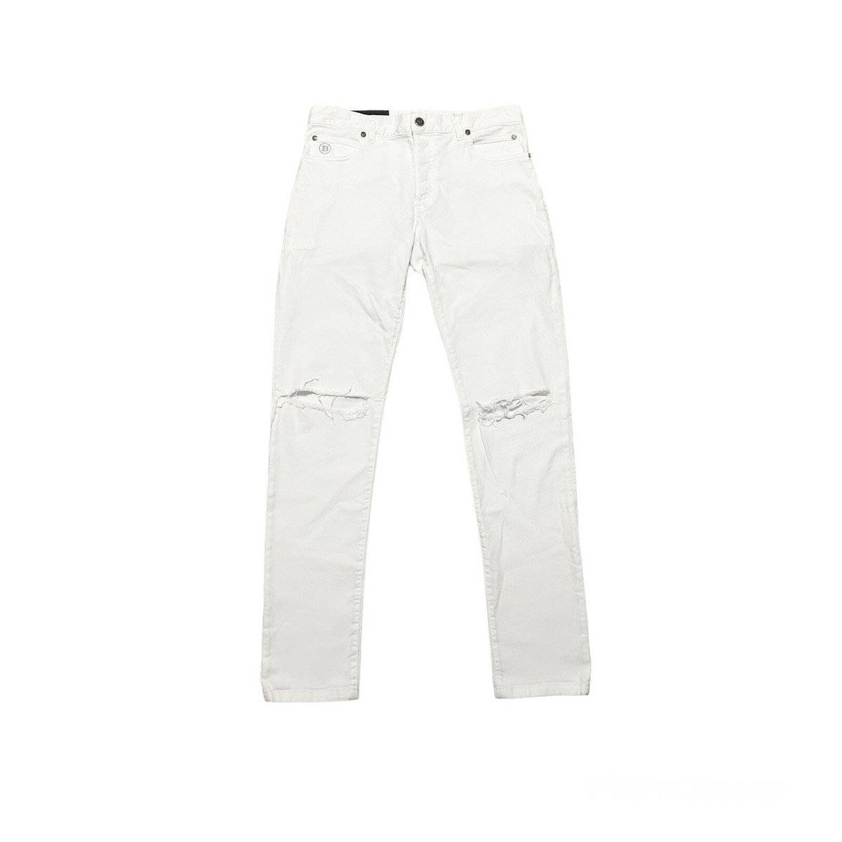 New Balmain White Distressed Skinny Jeans Men's Size 30 MSRP: $950