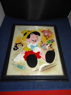 Vintage 1964 Child Guidance Toy 13 Piece No. 963 PINOCCHIO Kids Magnetic Puzzle