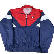 FILA Track Jacket Red Navy White Size S ? Retro Tri-Colour Women's Zip-Up Sports