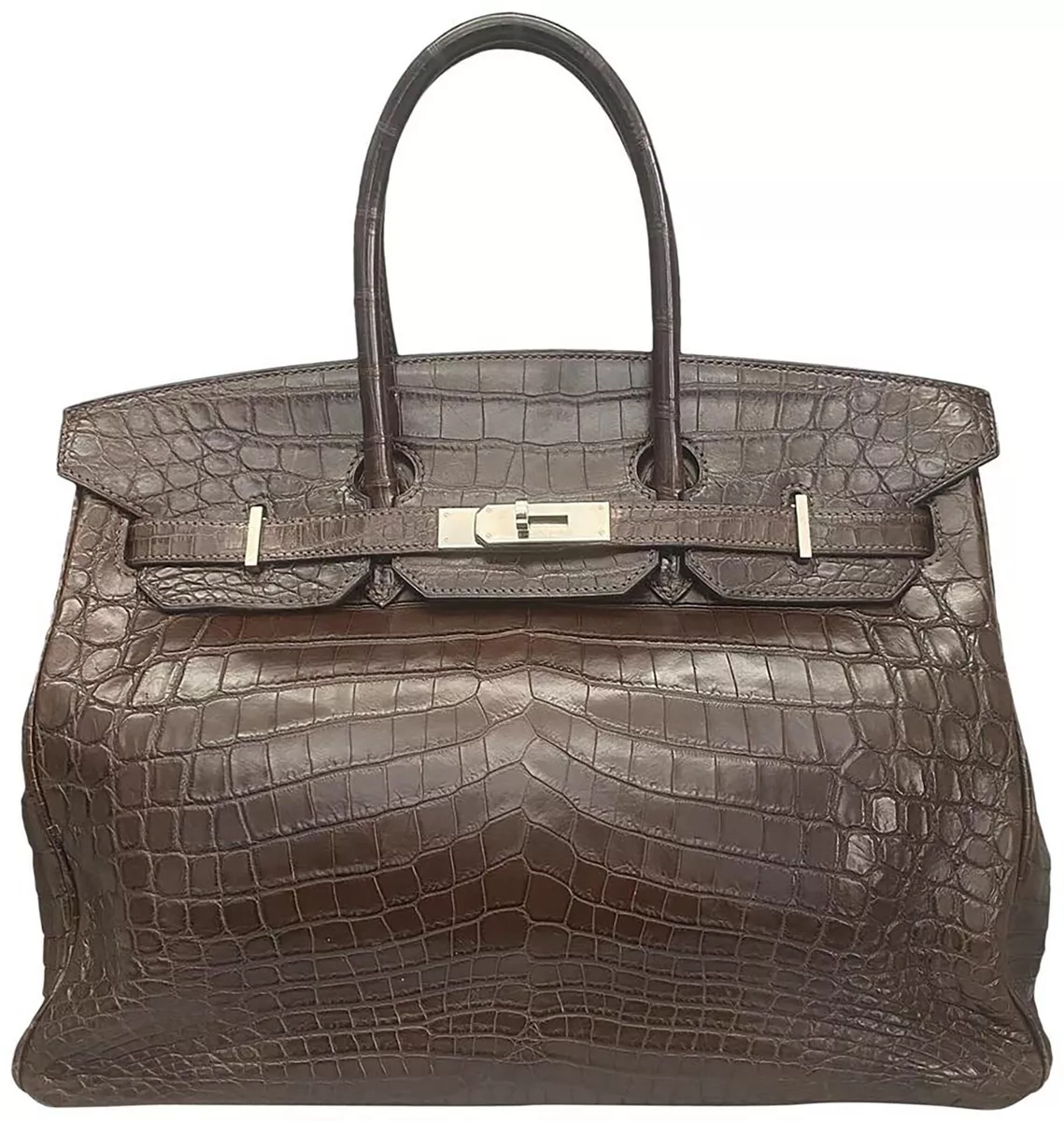 Hermes Birkin Bag Crocodile Leather Gold Hardware In Brown