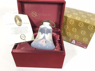 Ne'Qwa Art Ornament ''Love Bell'' Doves Reverse Painted by Beverly Niffenegger 885