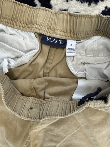 Boys Pants Size 16 Place Youth Elastic Waist Flat Front Chino Khaki Uniform - Picture 3 of 4