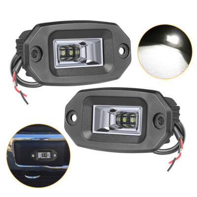 2x 4inch Flush Mount LED Cube Work Light Pods Flood Off-road Bumper Fog Lamp ATV