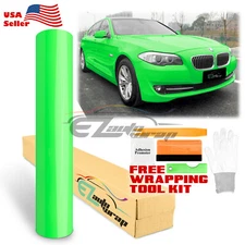 Fluorescent Gloss Neon Green Car Sticker Decal Vinyl Wrap Air Release Sheet Film