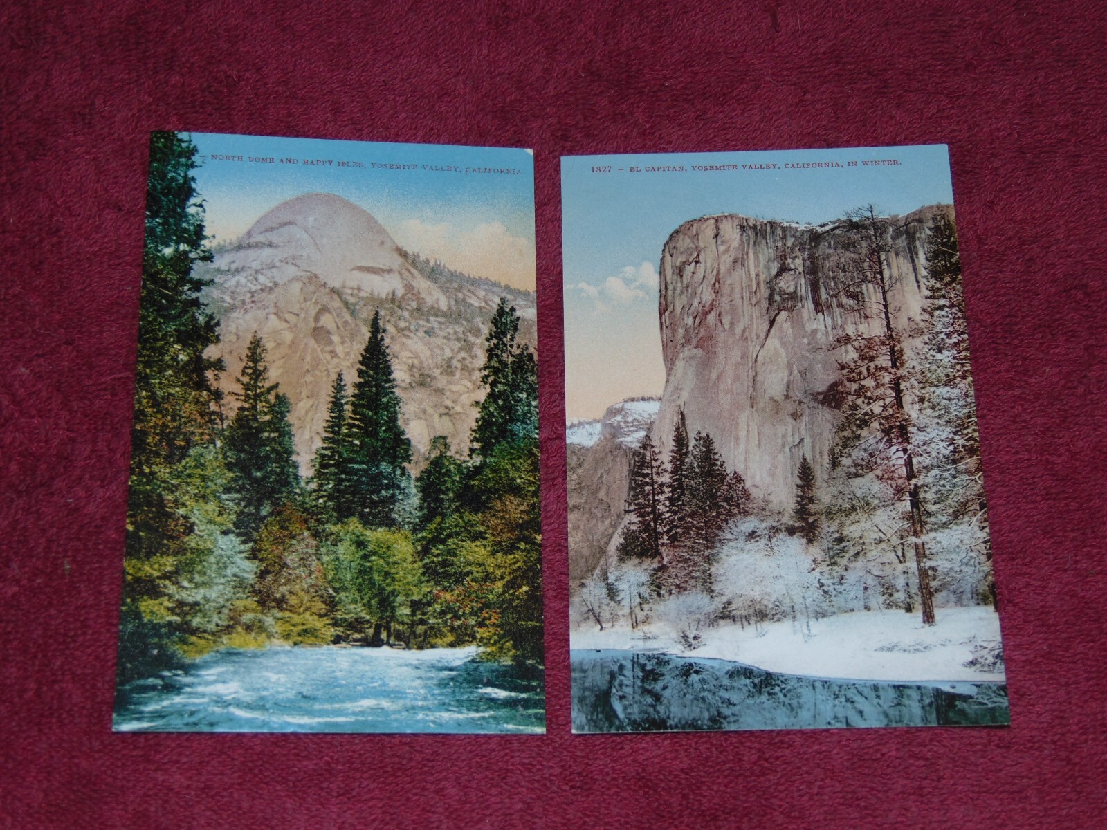 LOT OF 2 CIRCA 1910 YOSEMITE POSTCARDS "EL CAPITAN" & "NORTH DOME