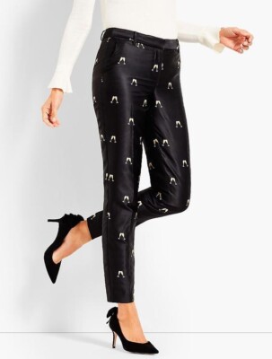 NEW $129 RSVP TALBOTS Black Cheers Jacquard Tailored Ankle Pants Sz 4
