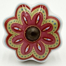 Ceramic Colorful Pink Floral Drawer Pulls Handle Cabinet Knobs