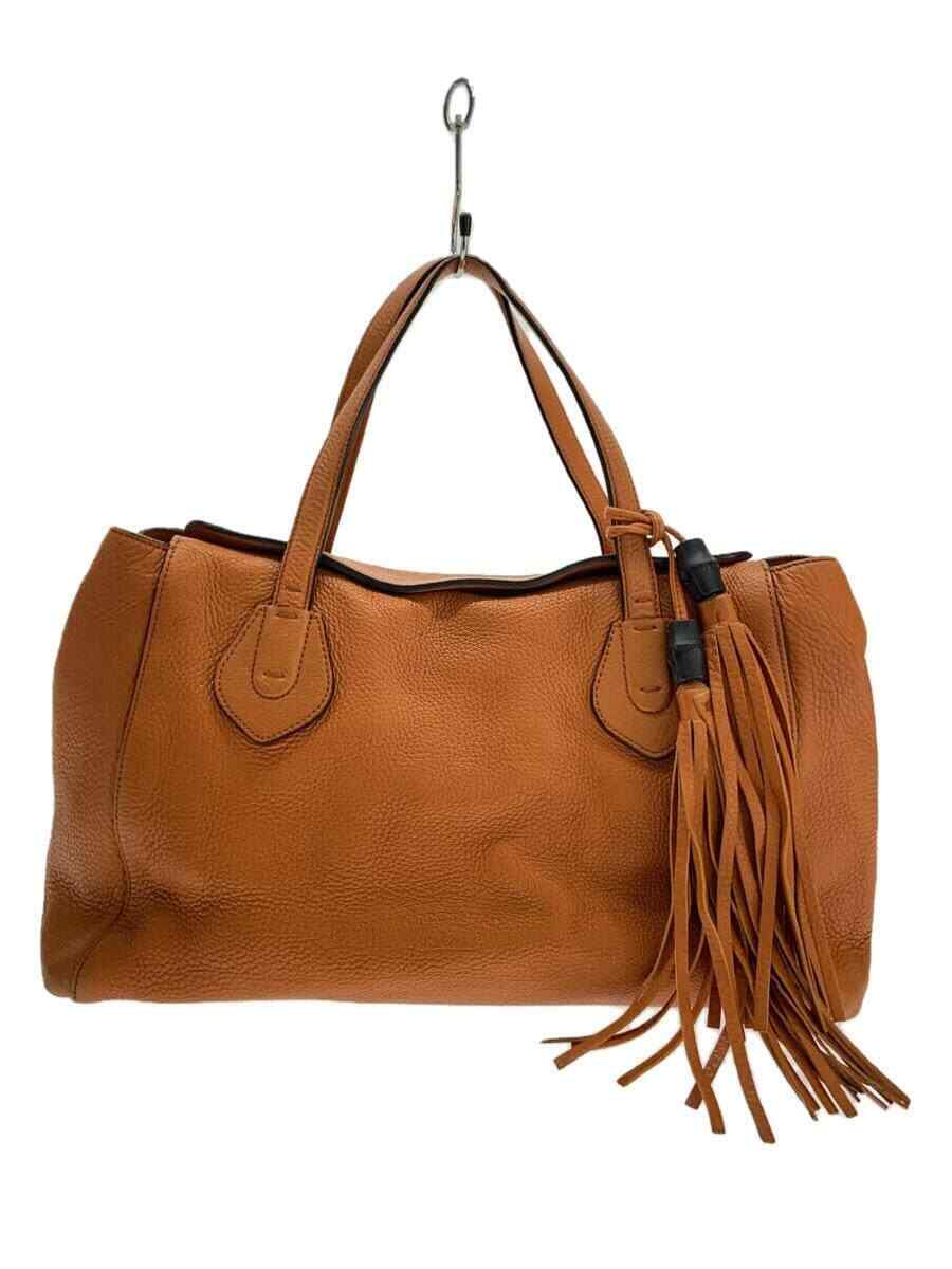 Auth Gucci Camel SOHO Tote Bag Handbag Tassel Charm Leather 354476