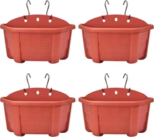 ORIMERC 9.8 Inch 4 Pack Brick Red Wall Hanging Planters Pots for Indoor Plants