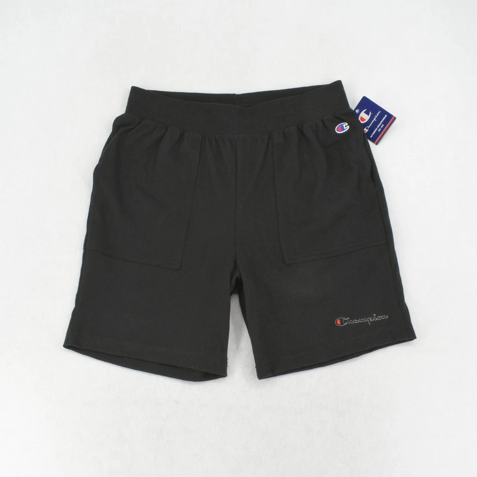 Pantalones Cortos Champion Jersey Para Hombre Peso Medio 7" Entrepierna Con Bolsillos para las Manos Atléticos Negros Foto 3 de 4