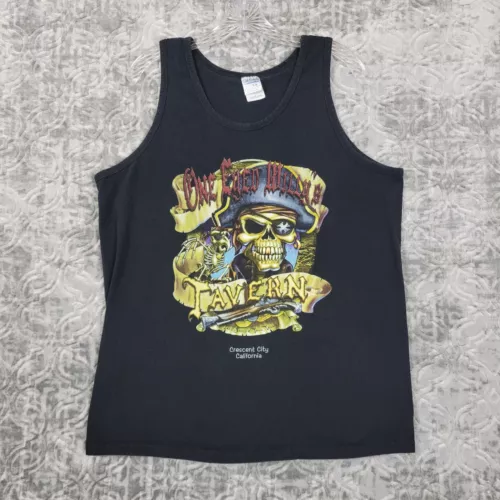 One Eyed Willy's Tavern Shirt Men’s Large Black Tank Top Bar Pirate California