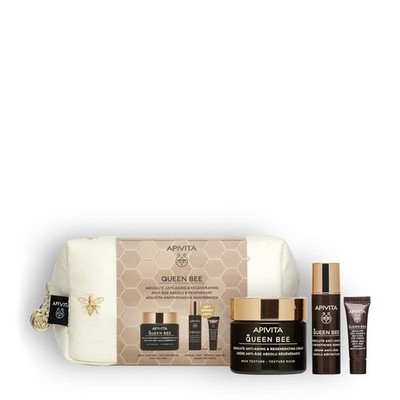 Crema Ricca 50ml + Siero 10ml + Crema Occhi 2ml Apivita Queen Bee Cofanetto Rega