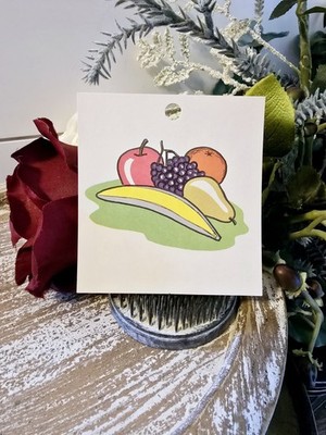 Vintage Fruit Bowl Flash Card, Flashcard, Vintage School Supplies, Kitchen Decor