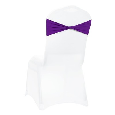 VDS Pack of 100 PCS | Purple | Spandex Chair Sashes Bows Without Buckle | Str...