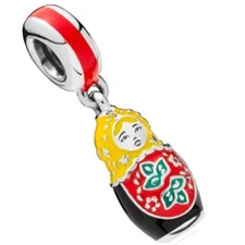 Rare Retired Pandora Matryoshka Russian Nesting Doll Dangle Charm 797834ENMX