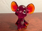 Fenton Glass Mouse Figurine Ruby Red Hand Painted, Signed