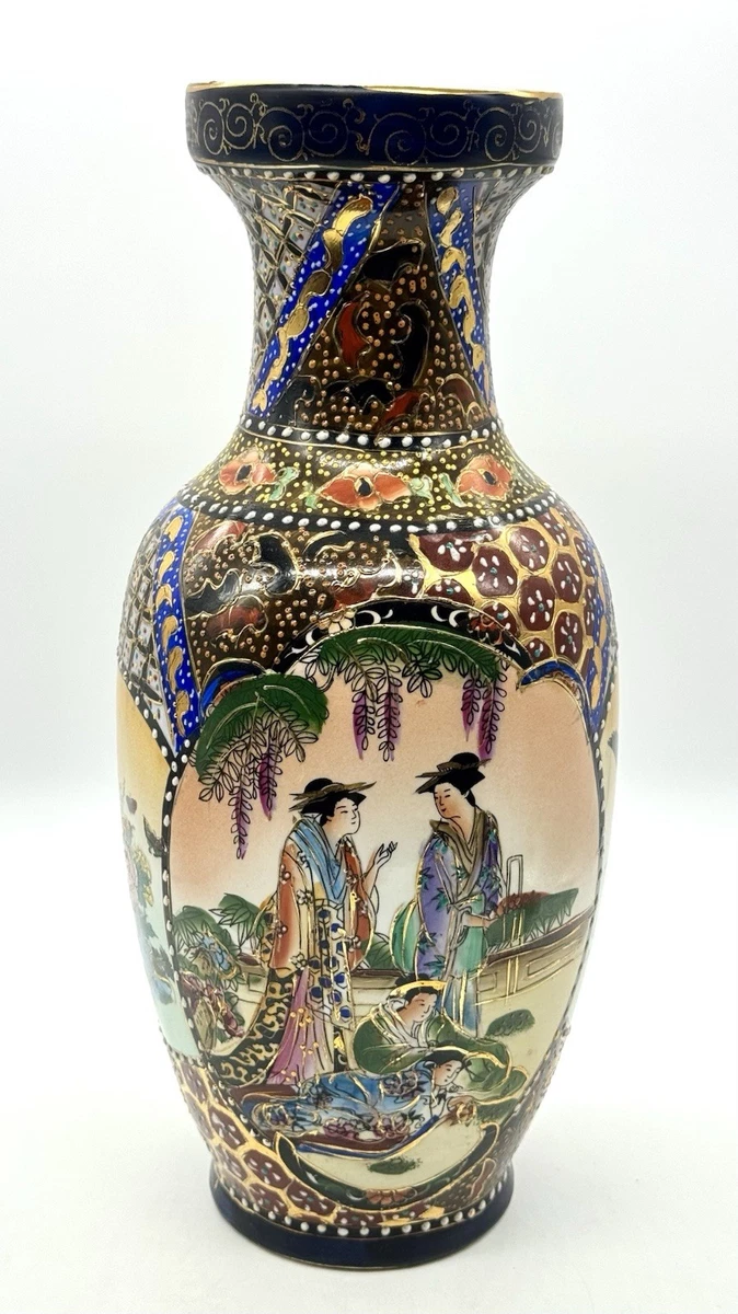 陶瓷多色老式原版古董日本花瓶| eBay