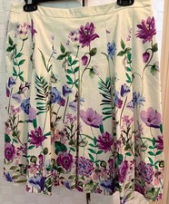 RSVP Talbots skirt with purple/lavendar flowers box pleats cotton knee length