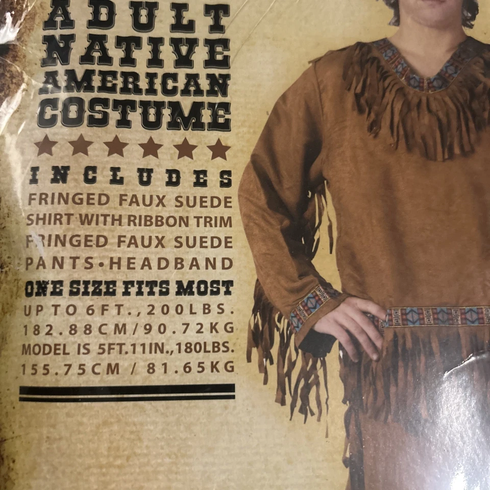Disfraz de Hombre Fun World Nativo Americano Adulto Indio Acción de Gracias OSFM a 200 lb Foto 2 de 2