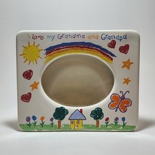 Vintage I Love My Grandma and Grandpa Ceramic Picture Frame Russ 6" W x 5" H