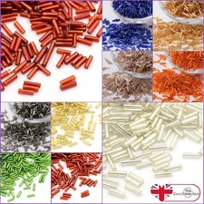 50g 6mm Glass Seed Bugle Beads Silver Lined COLOUR CHOICE Jewellery making