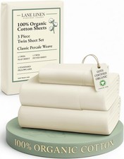 100 Organic Cotton Twin Bed Sheet Set, 3 Pc Twin Size Bed Sheets, Soft  Bre...
