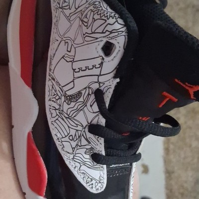 Jordan Dub Zero Unisex Kids Black White Red Graphic Low Top Sneakers