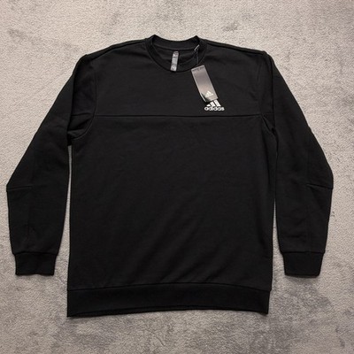 Adidas Sweatshirt Mens Medium Black Crewneck Fleece Badge of Sport HN4758