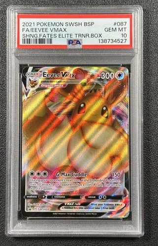 EEVEE VMAX PSA 10 2021 POKEMON SWSH BSP #SWSH087 SHINING FATES ETB MINT 527