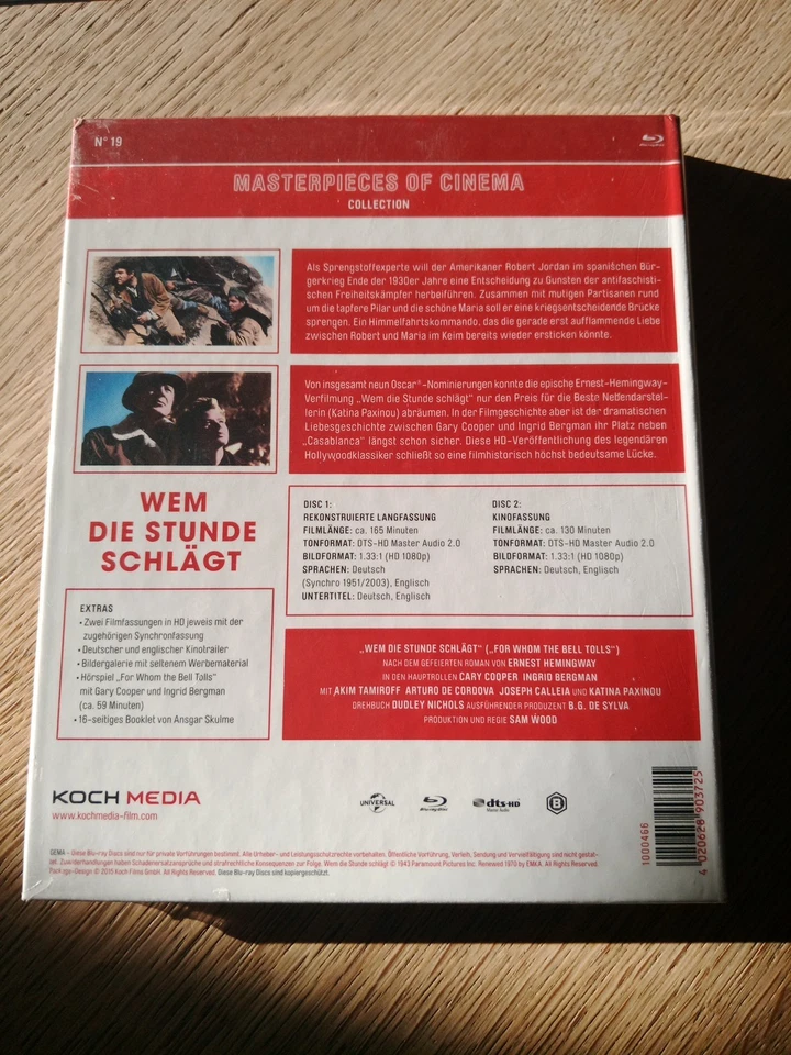 Wem die Stunde schlägt- Gary Cooper, Ingrid Bergman -2x Blu-Ray Neu - Bild 2 von 2