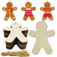30Pcs Wooden Gingerbread Man Cutouts DIY Christmas Ornaments for Home Party