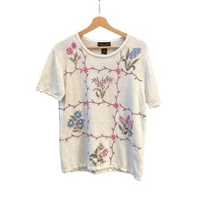 Kids Salon Studio Floral Knit Sweater Cottagecore Grandma Core Embroidered